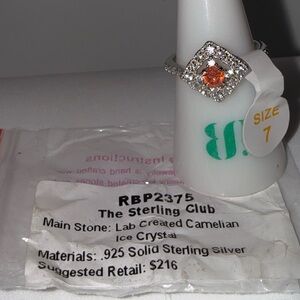 Sterling Silver Ring with Orange Gem
